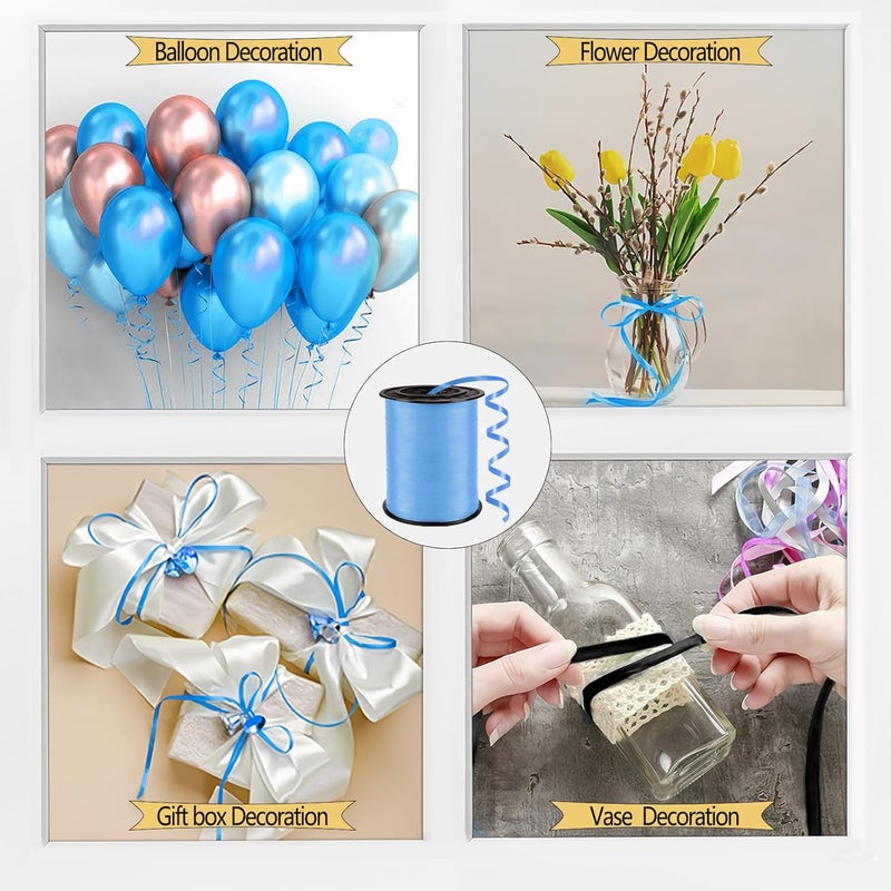 YCDMLJC Premium Light Blue Curling Ribbon, 500 Yards Ribbons for Crafts,1/5 Inch Ribbon,Christmas Balloon String, Party Decoration,Ribbons for Florist Flower Bows for Graduation Supplies - Image 4
